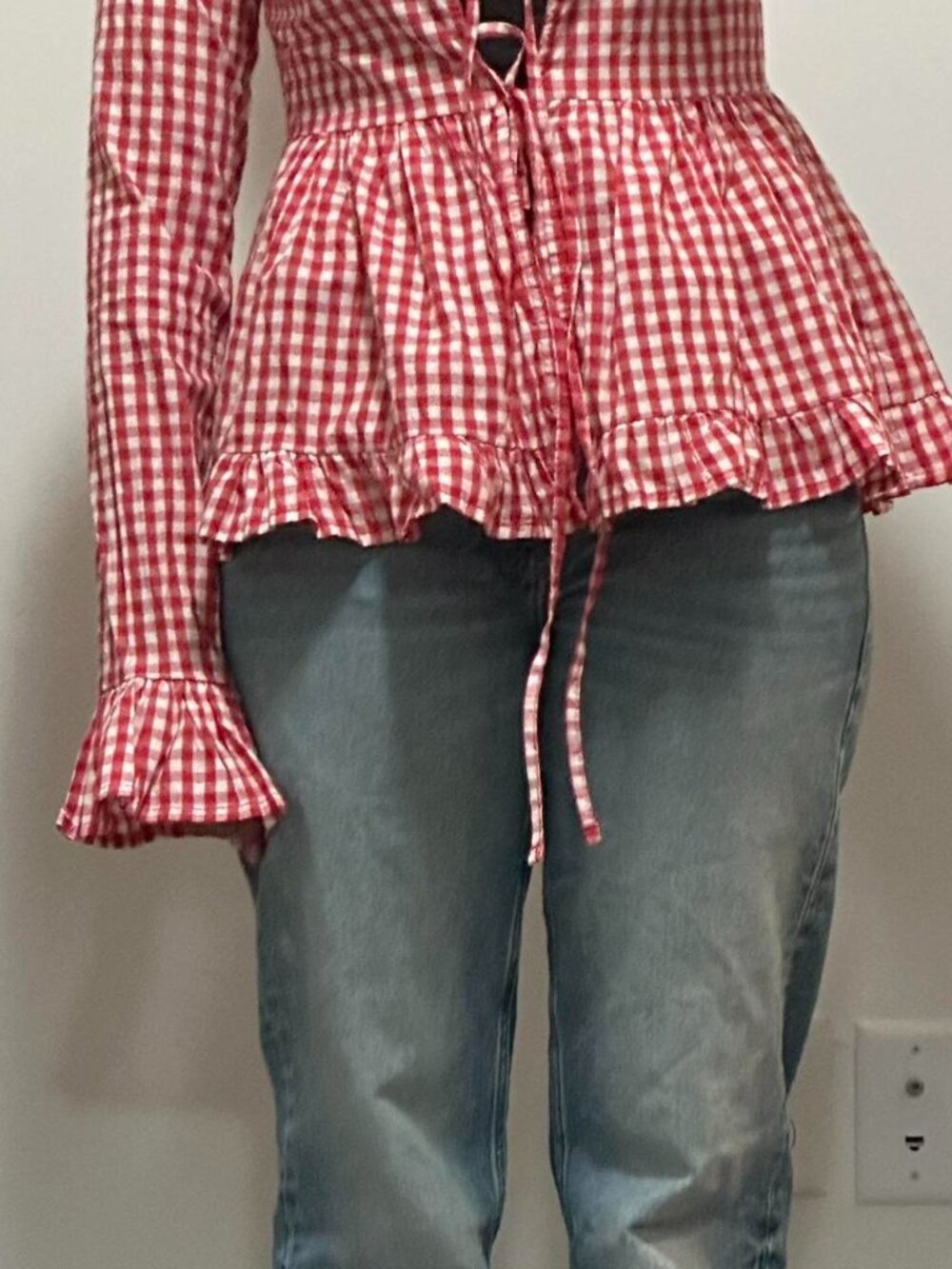 PrettyLittleThing Women's Red and Blue Blouse